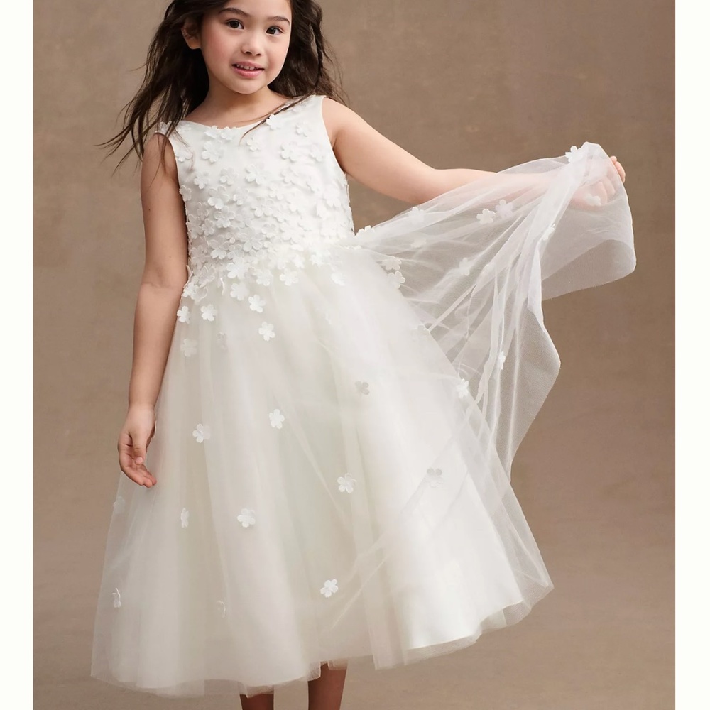 Anthropologie Princess Daliana Floral Low-Back Tulle Flower Girl Dress Size 10